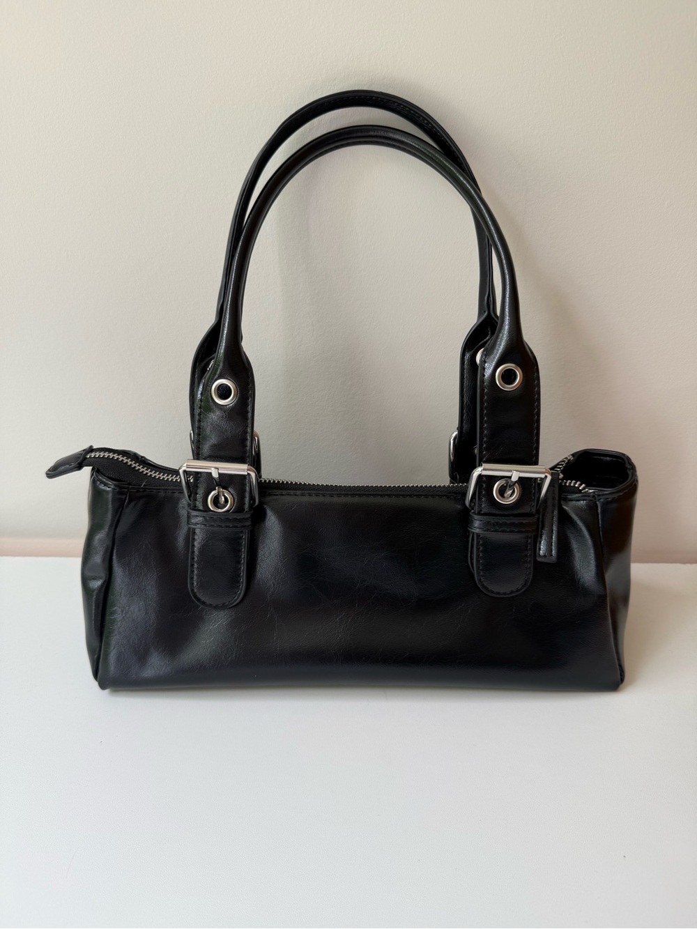 Aldo Black Mini Shoulder Bag with Silver Hardware